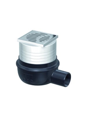 Трап АСО EasyFlow DN50 горизонтальный выпуск, в сборе с решеткой из нерж.стали 100х100, 2505.05.77