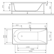 Ванна акриловая AM.PM Spirit 180x80 белая, без каркаса и панели W72A-180-080W-A2
