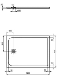 Ideal Standard ������� ������ ULTRAFLAT S 1200x900x30 ����� ������, �������� K8230FT