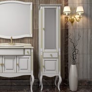 Пенал Opadiris Лаура (452х370х1800) правосторонний, напольный, белый мат./золотая патина Z0000006524