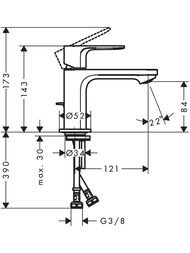Смеситель для раковины Hansgrohe Rebris E 72585670 однозахват., металлический слив.набор, мат.черный — изображение 2