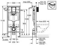 Grohe Rapid SL Инсталляция для подвесного унитаза 2 в 1 38536001 1130х500х230