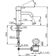 Смеситель на раковину CISAL Less New с донным клапаном, черный матовый LN00051040