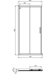Дверь душевого уголка Ideal Standard CONNECT 2 (1000х1950) откатная, стекло прозрач /алюминий K9262EO
