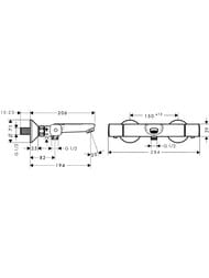 Смеситель Hansgrohe Ecostat Universal 13123000 термостатический для ванны/душа, настенный, хром
