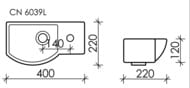 Раковина подвесная Ceramicanova Element 400х220х120 прямоугольная, перелив, белый CN6039L