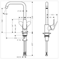 Смеситель Hansgrohe Focus M41 для кухни 260 мм поворотный излив хром 31820000