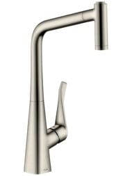Смеситель Hansgrohe Metris M71 для кухни 320мм вытяжной излив 2 типа струи сталь 14820800 — миниатюра 1