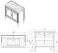 Тумба с раковиной Caprigo Альбион 90 concept 930х885х475 2 двери, цвет: керамик 34013-TP812+Y-090B