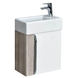 Уценка! Тумба под раковину AQUATON Вита 1A221401VTD70 447x243x447 подвесная, белый глянец/ясень шимо