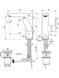 ��������� ��� ����������� Ideal Standard CERAFINE O ����� 136��, � ��� ��������, ���.������ BC703XG