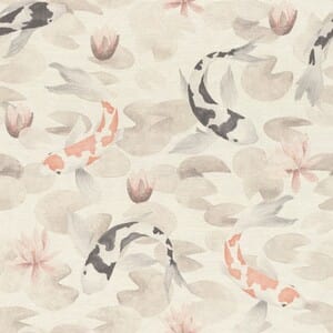 Обои виниловые на флизелине Rasch Kimono (0,53х10,05) карпы, бежевые 409420 (рул.)