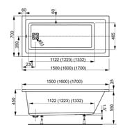 Ванна акриловая VAGNERPLAST CAVALLO 170 (1700х750х450) прямоугольная, белая VPBA170CAV2X-04