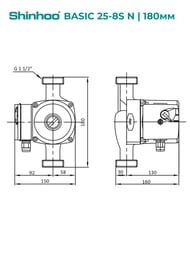   SHINHOO BASIC 25-8S N 180 1x230V, 1.1/2",  , 71212006
