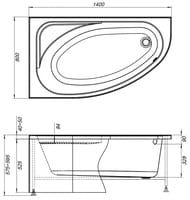 Ванна Aquanet Mia 140x80 акрил угловая, левая 246496