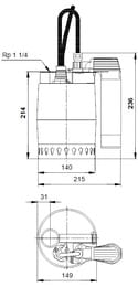 Насос дренажный GRUNDFOS Unilift KP 250-AV1, 480Вт,  012H1900