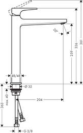 ��������� Hansgrohe Metropol 32512340  ��� �����������, � ������ ��������, 260��, ������ ���� ����