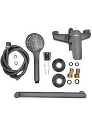 Смеситель для ванны/душа ESKO Lagos Gun Metal настенный, однозахватный, поворотный излив LG31AGM — изображение 3