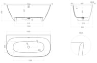 Ванна пристенная Salini Sofia Wall S-Sense 102517G 1600х800х590 иск. камень, белый глянец