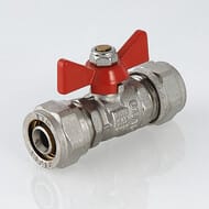 Кран шаровый 16х16мм VALTEC BASE под обжим, красная бабочка VT.343.N.1616