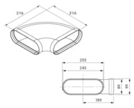 ����� BORA Ecotube 90� �������, �������������� EFBH90/1