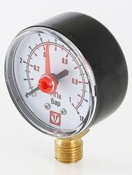 Манометр Valtec, 0-4 бар, 1/4", D50мм, нижнее подключение (радиальная), арт.VT.TM50.DF.02