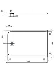 Ideal Standard ������� ������ ULTRAFLAT S 1400x900x30 ����� ������, ����� K8256FS