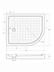 ������� ��������� ������ CEZARES (1200�1000�150) ������������� TRAY-A-RH-120/100-550-15-W-L