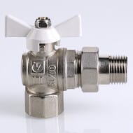 Кран угловой с американкой 1/2"ВН VALTEC BASE белая бабочка VT.228.NW.04