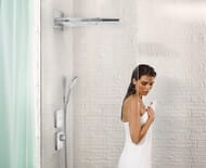 Верхний душ Hansgrohe Rainmaker Select 580 3jet (586х258) встраиваемый, хром/черный 24001600