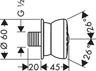 Hansgrohe Боковая форсунка Bodyvette Stop 1/2" 28467000