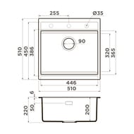 ����� Omoikiri KITAGAWA 51 GR (510�510�220��), ������������, ���� leningrad grey 4993830