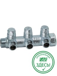 Коллектор запорный FAR 1"ВН на 3 отвода 3/4"EU c вставкой под уплотнение FK 3870 134UN — миниатюра 1
