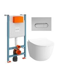 Комплект:Инсталляция Vitra+Унитаз Vitra Sento+сиденье+клавиша смыва в цвете хром 9830B003-7212