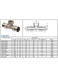 Пресс тройник VALTEC 32х3/4"Вх32 VTm.232.N.320532