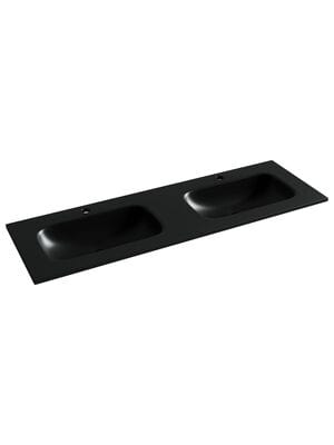 Раковина накладная Ceramicanova Grace 1610х460х137 2 чаши,2 отв. под смеситиель,черный мат.CN7023MB