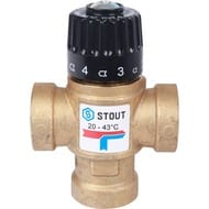 Термостатический смес. клапан STOUT для систем отопления и ГВС 3/4" ВР 20-43°С KV 1,6 м3/ч