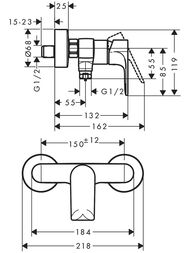 Смеситель для душа Hansgrohe Rebris E 72650670 однозахватный, настенный, матовый черный — изображение 2