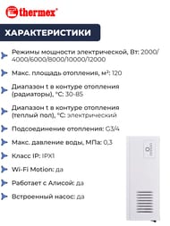 Котел электрический THERMEX Boss 12 Wi-Fi White 12 кВт, (600х390х236) белый, управление Wi-Fi — изображение 6