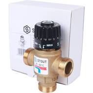 Термостатический смес. клапан STOUT для систем отопления и ГВС 3/4" НР 35-60°С KV 1,6 м3/ч