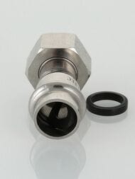 Пресс соединитель VALTEC 15х1/2"В, с накидной гайкой, нерж. сталь, VTi.908.I.001504