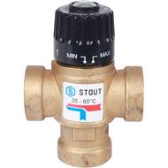 Термостатический смес. клапан STOUT для систем отопления и ГВС 3/4" ВР 35-60°С KV 1,6 м3/ч