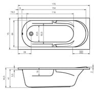 Ванна акриловая RIHO FUTURE 170x75 без гидромассажа, прямоугольная