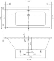 Ванна акриловая Villeroy & Boch SUBWAY (1900х900) без ножек UBA199SUB2V-01