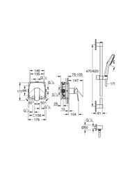 Душевая система Grohe Cubeo д/душа, без встр. части, штанга 470-620, руч. душ, чер. мат. 1053352430 — изображение 4