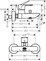 Смеситель для ванны/душа Hansgrohe Rebris E 72450670 однозахватный, матовый черный — изображение 3