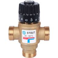 Термостатический смес. клапан STOUT для систем отопления и ГВС 3/4" НР 35-60°С KV 1,6 м3/ч