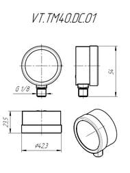 Манометр Valtec, 0-6 бар, 1/8", D40мм, нижнее подключение (радиальное), арт.VT.TM40.DC.01