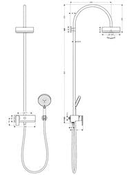 Душевая система Axor Citterio Showerpipe 39620 смеситель, верхний и ручной душ, штанга, шланг 1,6мм — изображение 3