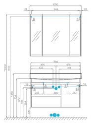 Тумба под умывальник AQUATON Нортон 100 1A249001NT010 966x357x554 подвесная, белый/дуб эндгрейн